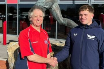 Crys16 Board Member Barrie Jones with Scarlets player Macs Page