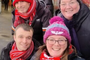 Sarah Greener watching the Scarlets in Ireland